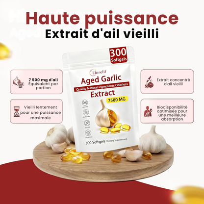 Extrait d'ail vieilli - 7500 mg, gélules inodores