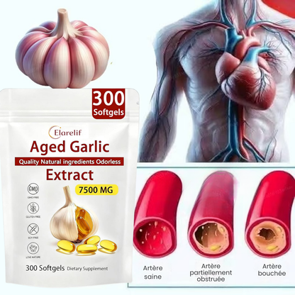 Extrait d'ail vieilli - 7500 mg, gélules inodores